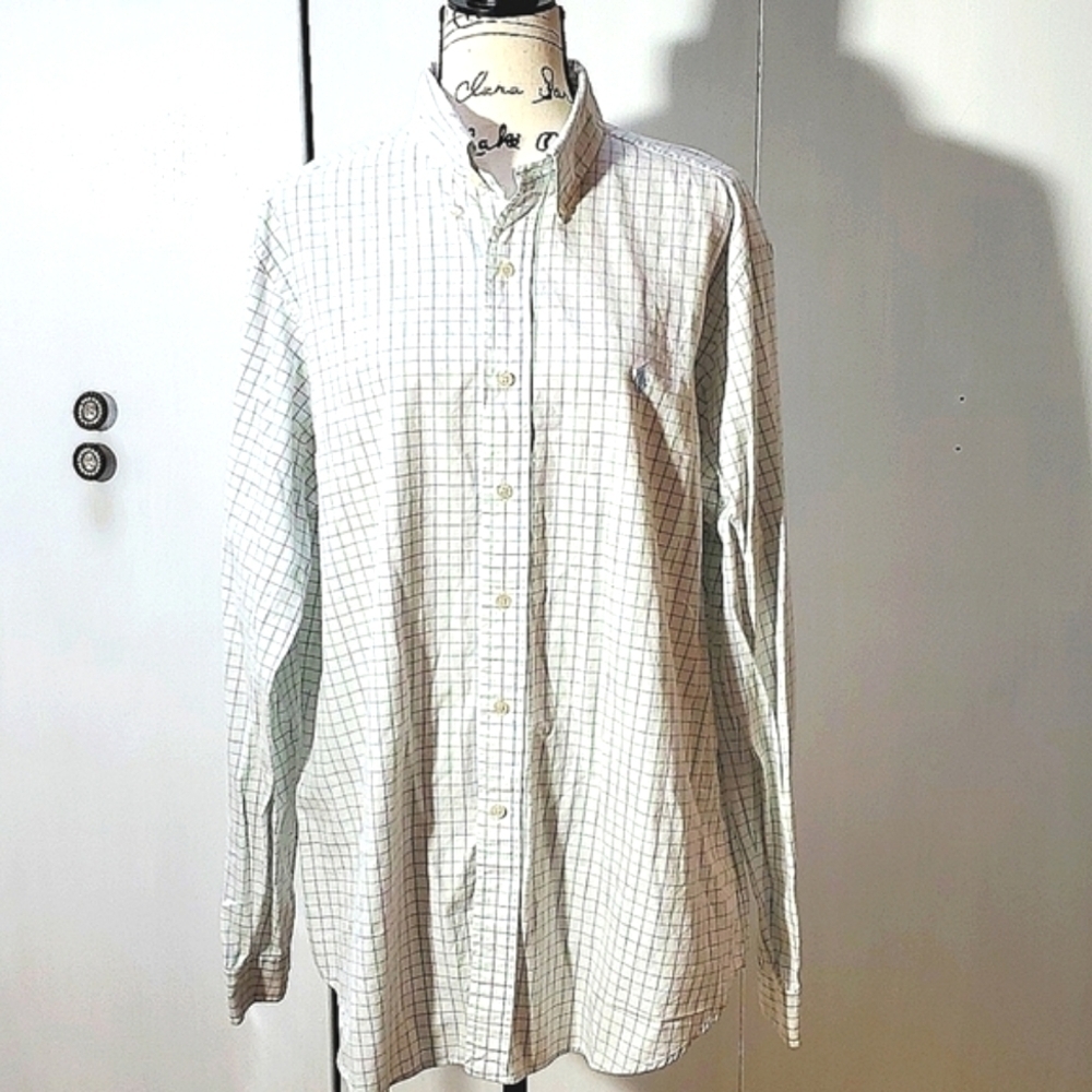 Ralph Lauren| Mens Multi-Color White Blue Pony Shirt Grid Pattern  Preppy Sz.XL